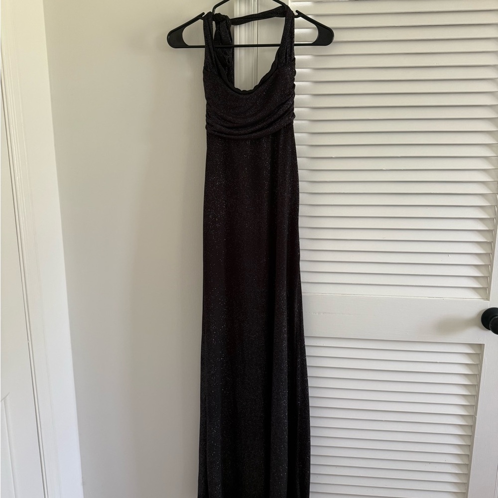 Lucy in the Sky Black Halter Maxi Gown